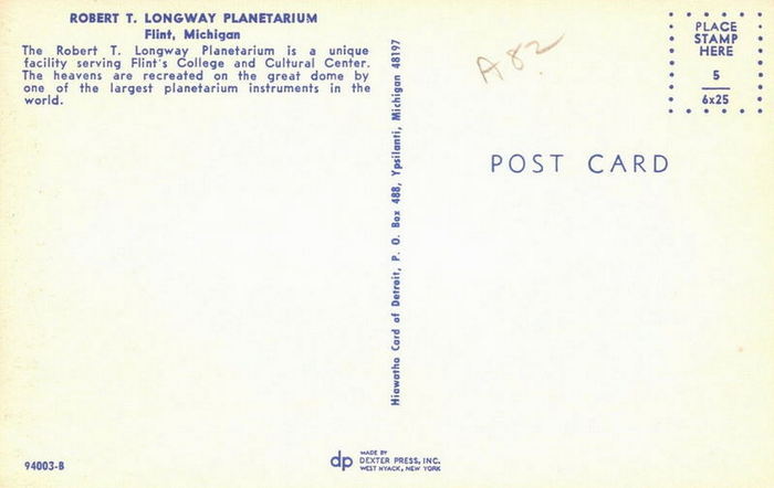 Longway Planetarium - Old Postcard